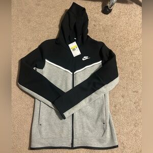 Men's Grey and Black Nike Tech Full Zip Hoodie Mens Size Small